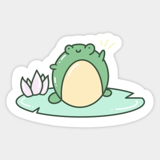 Cute Frog on Lily Pad Sticker